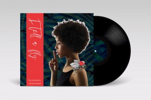 Realistic Vinyl Record with Cover Mockup. Retro design. Front view